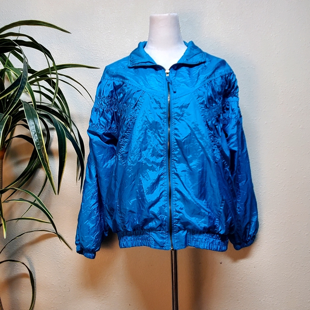 Chez Vee LTD Chris Allen Aqua Blue Windbreaker Size Medium